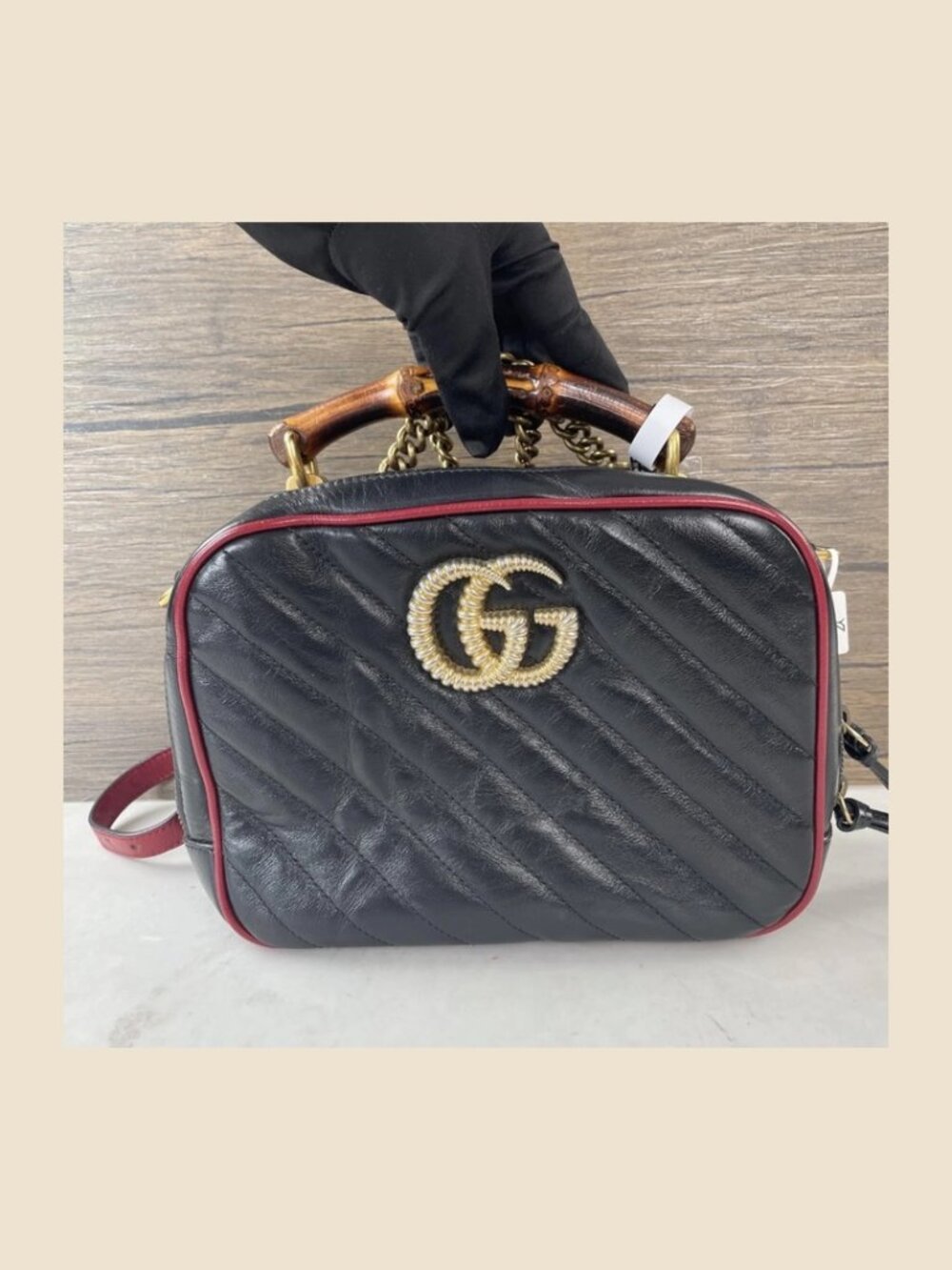 Gucci Torchon GG Marmont Bamboo Top Handle Bag